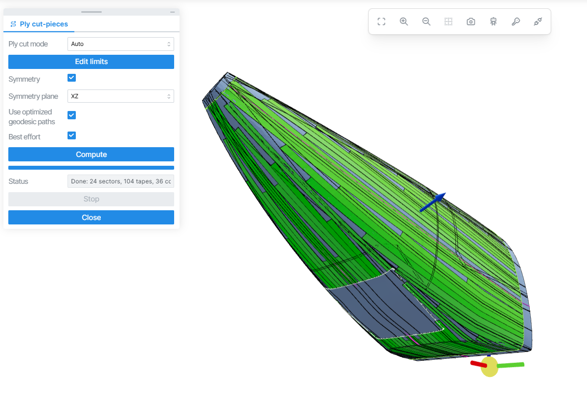 Tail cone Full barrel coverage: Automatic Tows drop-off for manufacturability and Engineering requirements